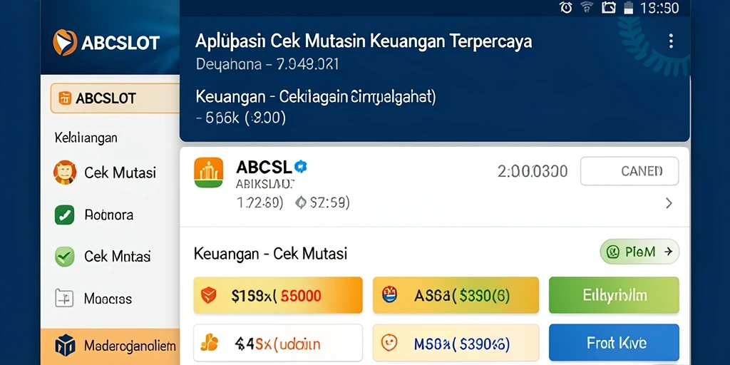 Antarmuka aplikatif ABCSLOT untuk pemantauan Cek Mutasi keuangan.