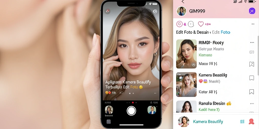 Antarmuka pengguna GIM999 dengan alat Kamera Beautify yang memukau.