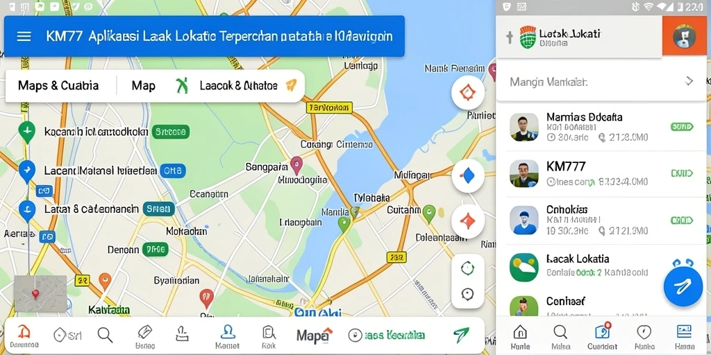 Antarmuka aplikasi KM777 menampilkan fungsi lacak lokasi yang intuitif.